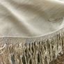 Antique Silk twill cream shawl embroidered deep fringe Image 7