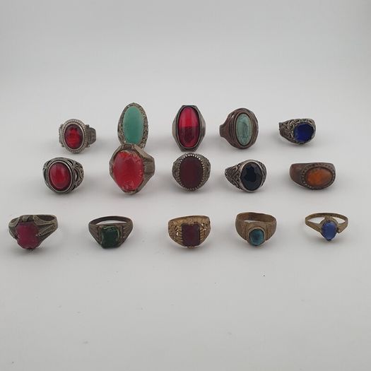 Heritage Antique Brass Jewellery Collection of 15 Mixed Rings