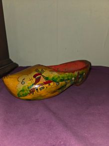 Vintage hand painted wooden Clog