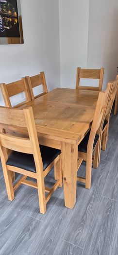 Solid oak. Extendable  Kitchen table & 6 chairs for sale - Lucan