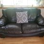 3 & 2 seater black leather sofas. Image 2