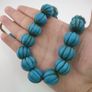 Antique African Turqouise Blue Melon Shape Beads Necklace Strands Image 8