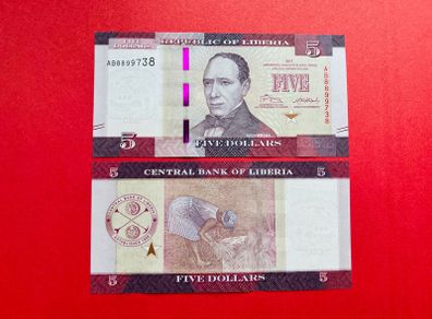 Liberia   5  Dollars  2017  Pick  31b . ( Uncirculated )