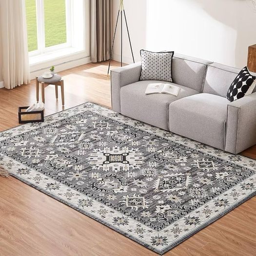 Washable Rugs Living Room Boho Rug for Bedroom Anti Slip Rugs Classic Large Rugs for Living Room Vintage Area Rugs Soft Short Pile Rug Washable Rugs Vintage 80x150CM Blue