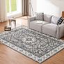 Washable Rugs Living Room Boho Rug for Bedroom Anti Slip Rugs Classic Large Rugs for Living Room Vintage Area Rugs Soft Short Pile Rug Washable Rugs Vintage 80x150CM Blue Image 2