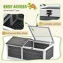 Tortoise Table with Wooden Lamp Holder, Wooden Tortoise House w/ Openable Lids, Pull-Out Trays - Grey Image 3