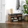 Shoe Bench LHS30BX, Seat Bench, Padded, 3 Open Compartments, Under Seat Storage, Shoe Storage, Hallway, Living Room, Bedroom, Holds up to 150 kg, Vintage, Dark Brown Image 2