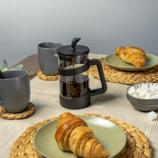 Caf Ole Style Cafetiere, 350ml 1 Cup Plastic and Glass French Press Coffee Maker Matt Black