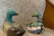 Decorative ceramic mallard duck figurines PAIR