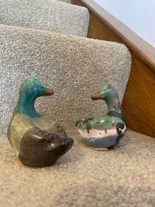 Decorative ceramic mallard duck figurines PAIR