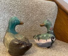 Decorative ceramic mallard duck figurines PAIR