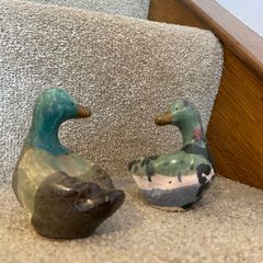 Decorative ceramic mallard duck figurines PAIR