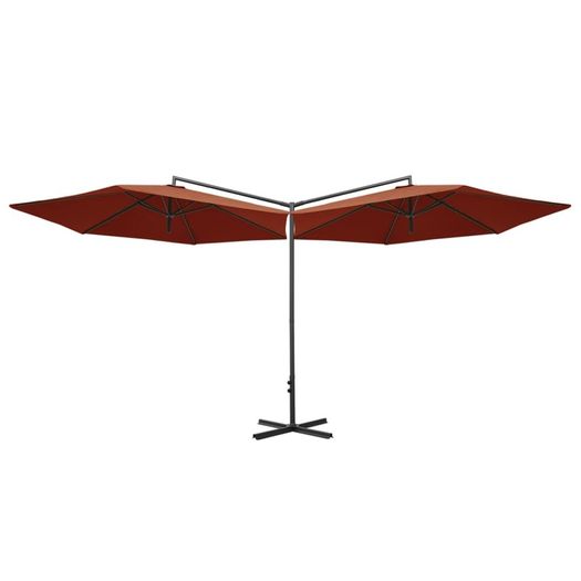 Double Parasol with Steel Pole Terracotta 600 cm