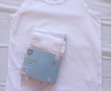 3 White Sleeveless Cotton Vests Age 10-12