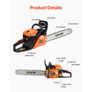 52 cc Gas Chainsaw, 18 inch Gas Powered Chainsaw, 2.4 HP Power Chain Saw with Non-Slip Handle, Gas-Powered Chainsaws with Dual Fuel Tanks, For Wood Cutting, Tree Trimming, and Land Clearing Image 2