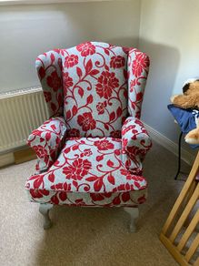 Queen anne style wing back chair
