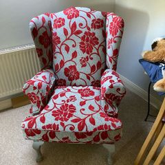 Queen anne style wing back chair