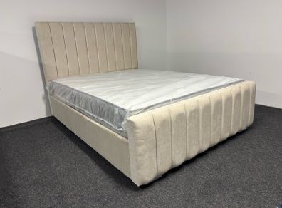 New 4'6" Cream Fabric Bed & Memory foam orthopaedic Mattress