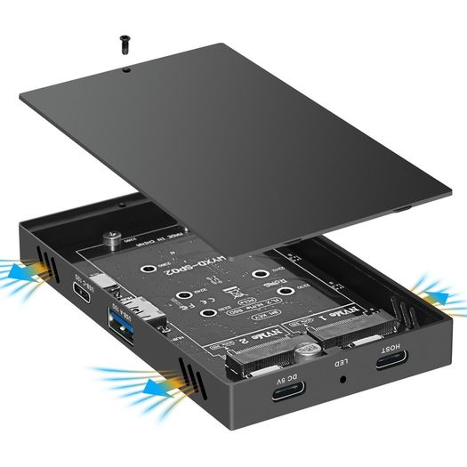 Dual Bay M.2 NVMe SSD Enclosure USB 3.2 Gen2 10Gbps Type-C