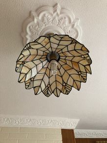 2 vintage stained glass light shade