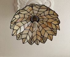 2 vintage stained glass light shade