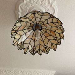 2 vintage stained glass light shade