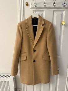 Burton menswear Camel overcoat above knee