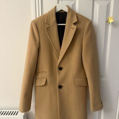 Burton menswear Camel overcoat above knee