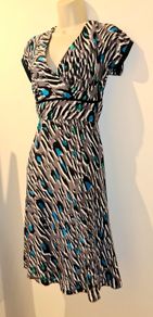 Black, Grey, White and Green Silk Coast dress size 12