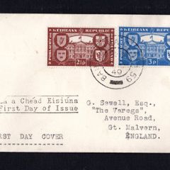 1949 Ireland Republic of Ireland (International Recognition of the Republic) Commemorative Stamps Neatly addressed plain First Day Cover (FDC) with Baile Atha Cliath (Dublin) cancel