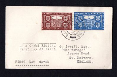 1949 Ireland Republic of Ireland (International Recognition of the Republic) Commemorative Stamps Neatly addressed plain First Day Cover (FDC) with Baile Atha Cliath (Dublin) cancel