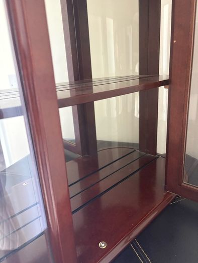 Vintage The Bombay Company Mirrored Curved Glass Wood Curio Cabinet