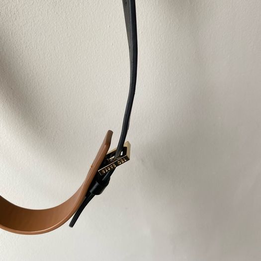 Ted Baker Skinny Leather Belt Tan & Black with Gold Hardware