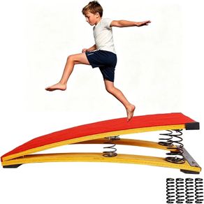 Gymnastics Springboard for Kids Vaulting Training Fitness Playing, Portable Curved Spring Board, Hard Wood Practice Equipment, Elastic Board for Home Room Athletics Training