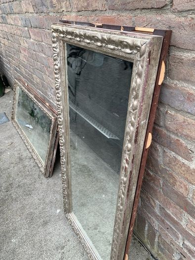 pair of vintage ornate framed mirrors old pub window divider originally mounted back to back