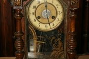 Victorian Walnut Shelf Clock. - (works well and keeps time) 9" x 5" H-9,4"