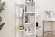 Book Cabinet in White Engineered Wood with Multiple Compartments and Compact Design for Living Room, Bedroom, Office