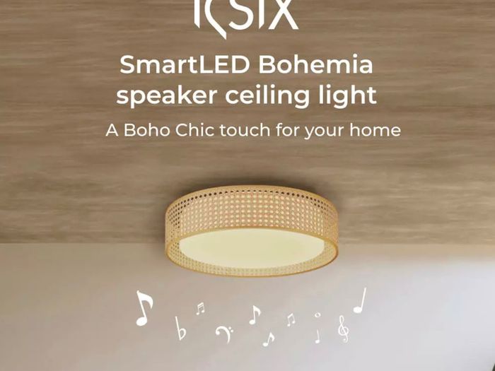 Bohemia Smart LED ceiling light, Rattan design, 3W speaker, RGBIC