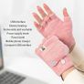 Mitten USB Heated Gloves, Men Women Winter Knitted Hand Warmer Fingerless Heated Gloves for Office Work (Pink) Image 6