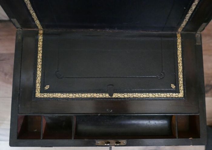 Antique Victorian  Brass Bounded Writing Box (WITH A KEY) 16" X 9" X 6,5"