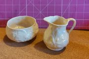 Beleek Irish Pottery Lily Cream and Sugar Set