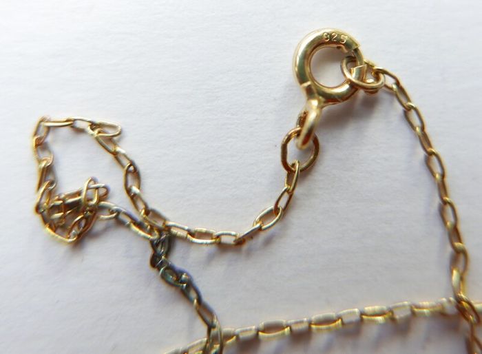 Vintage Sterling Silver 925 Gold Plated Chain with Pendant , length 20" - 2,8g