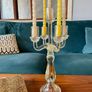 Genuine Antique Candelabra 5 Candles Slight Yellow Irradiated Glass Image 2