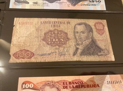 Chile 100 pesos 1980 banknote