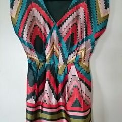 Multi coloured v neck dress