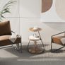Side Table, Small Round Coffee Table with 3 Color LED Lights, End Table with 3 Tier Storage Shelves, Bedside Sofa Side Tables for Living Room Bedroom, Rustic Brown Image 7