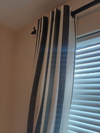 Black Metal Curtain Pole & Tiebacks