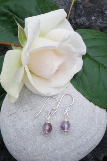 Sterling silver/Amethyst earrings.Lavender Amethyst,Gift.