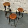 Set of 3 Vintage Industrial Stools. Image 4