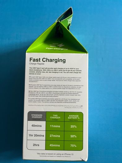 iPhone apple Samsung android dual usb wall fast charger 45 watt usb type C and A brand new